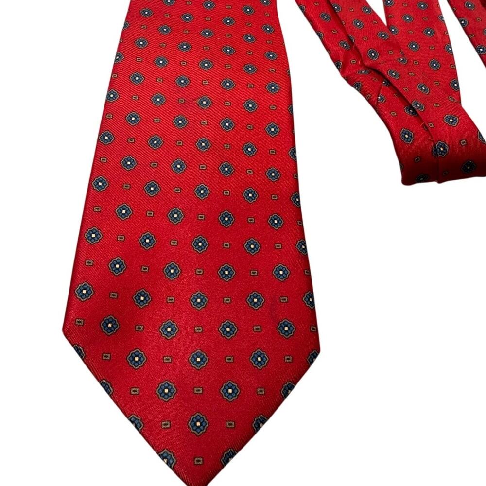 Allen Solly Necktie Silk Medallion Foulard Red Hand Sewn